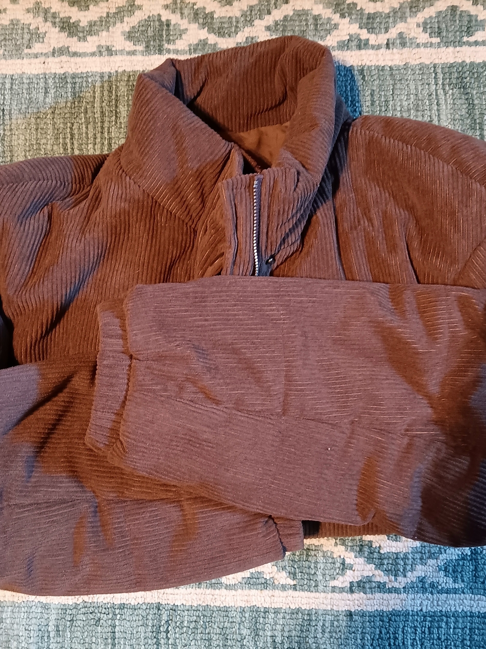 SHEIN Brown Corduroy Bomber Jacket